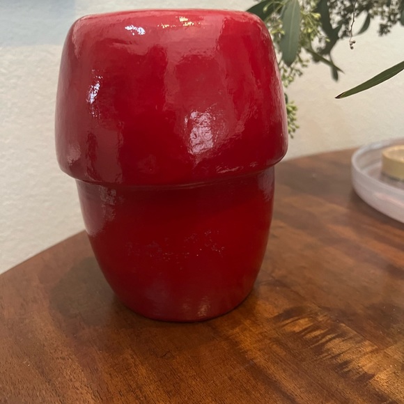 Vintage Red Pottery Kokeshi Doll Statue Figurine MCM Japanese Kokeshi Glaze - Picture 6 of 8